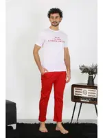 Akbeniz Erkek Kısa Kol Penye Beyaz Pijama Takımı 6846 Beyaz görsel 4