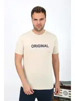 Kısa Kollu Yuvarlak Yaka Penye Erkek Pijama Takımı Akbeniz 6867 Krem görsel 4