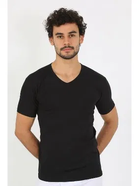 Akbeniz Kısa Kollu Likralı V Yaka Siyah Erkek T-Shirt Akbeniz 65700 - Alternatif Görünüm