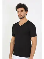 Kısa Kollu Likralı V Yaka Siyah Erkek T-Shirt Akbeniz 65700 Siyah farklı açı