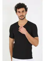 Kısa Kollu Likralı V Yaka Siyah Erkek T-Shirt Akbeniz 65700 Siyah görsel 4