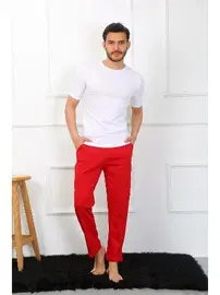 Akbeniz Pamuk Kırmızı Tek Alt Akbeniz Erkek Pijama 27495