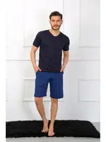 Penye 3'lü Lacivert V Yaka Erkek Pijama Takımı Akbeniz 6822 Lacivert görsel 8