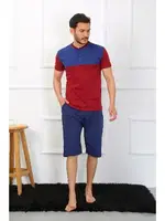 Erkek Penye 3'lü Sax-Bordo Parçalı Pijama Takımı Akbeniz 6823 detay görünüm