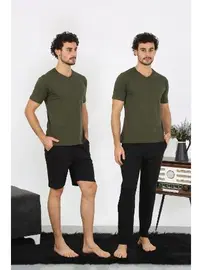 Akbeniz Erkek Penye Haki 3'lü Pijama Takımı Akbeniz 6848