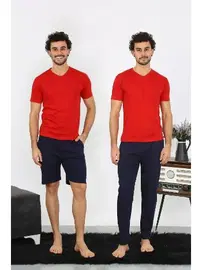 Akbeniz Erkek Penye Kırmızı 3'lü Pijama Takımı Akbeniz 6848