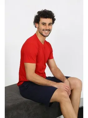 Akbeniz Erkek Penye Kırmızı 3'lü Pijama Takımı Akbeniz 6848 - Alternatif Görünüm