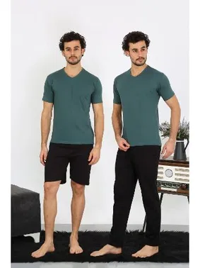 Akbeniz Penye Petrol Rengi 3'lü Pijama Takımı Akbeniz 6848