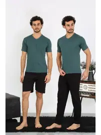 Akbeniz Penye Petrol Rengi 3'lü Pijama Takımı Akbeniz 6848