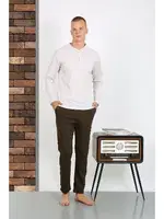 Düğmeki Cepli Penye Uzun Kollu Erkek Pijama Takımı Akbeniz 6860 Ekru