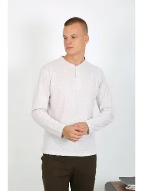 Akbeniz Düğmeki Cepli Penye Uzun Kollu Erkek Pijama Takımı Akbeniz 6860 - Alternatif Görünüm