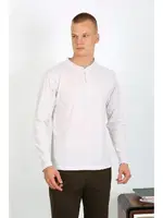 Düğmeki Cepli Penye Uzun Kollu Erkek Pijama Takımı Akbeniz 6860 Ekru farklı açı