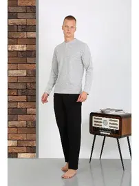 Akbeniz Gri Uzun Kollu Erkek Penye Pijama Takımı Akbeniz 6860