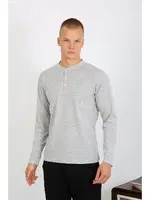 Gri Uzun Kollu Erkek Penye Pijama Takımı Akbeniz 6860 Gri görsel 4