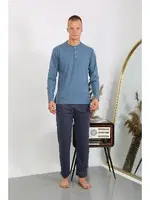Uzun Kollu Erkek Penye Pijama Takımı Akbeniz 6860 detay görünüm