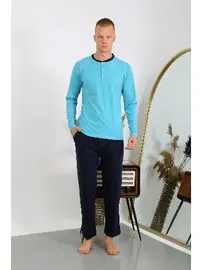Akbeniz Penye Uzun Kollu Düğmeli Yaka Erkek Pijama Takımı Akbeniz 6860