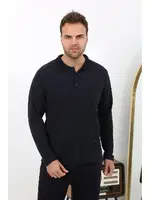 Uzun Kollu Polo Yaka Penye Erkek Pijama Takımı Akbeniz 6862 Lacivert