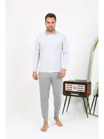 Uzun Kollu Polo Yaka Pamuklu Erkek Pijama Takımı Gri Akbeniz 6864 Gri farklı açı