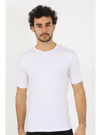 Akbeniz Likralı Sıfır Yaka Beyaz Erkek T-Shirt Akbeniz 65710
