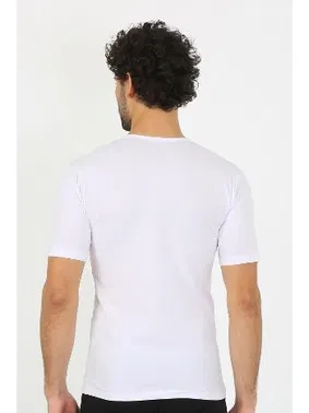 Akbeniz Likralı Sıfır Yaka Beyaz Erkek T-Shirt Akbeniz 65710 - Alternatif Görünüm