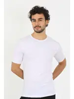 Likralı Sıfır Yaka Beyaz Erkek T-Shirt Akbeniz 65710 Beyaz görsel 4