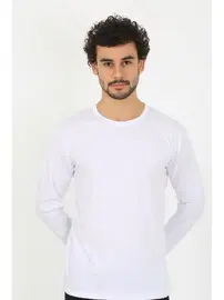 Akbeniz Pamuklu Sıfır Yaka Uzun Kollu Beyaz Erkek Fanila Akbeniz 6590