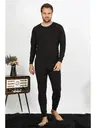 Uzun Kollu Termal Alt Üst Erkek İçlik Takım Siyah Akbeniz 6868