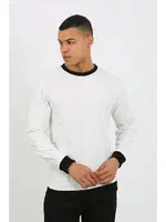 Yuvarlak Yaka Uzun Kollu Manşetli Paça Penye Erkek Pijama Takımı Akbeniz 6870 Beyaz detay görünüm