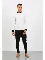 Yuvarlak Yaka Uzun Kollu Manşetli Paça Penye Erkek Pijama Takımı Akbeniz 6870 Beyaz farklı açı