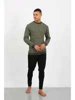 Uzun Kollu Manşetli Paça Penye Erkek Pijama Takımı Akbeniz 6870 Haki