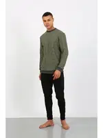 Uzun Kollu Manşetli Paça Penye Erkek Pijama Takımı Akbeniz 6870 Haki farklı açı