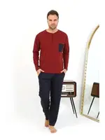 Düğmeli Uzun Kollu Penye Bordo Erkek Pijama Takımı Akbeniz 6861 Bordo farklı açı