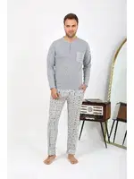 Ekoseli Erkek Uzun Kollu Penye Gri Pijama Takımı Akbeniz 6861 Gri