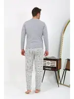 Ekoseli Erkek Uzun Kollu Penye Gri Pijama Takımı Akbeniz 6861 Gri görsel 4