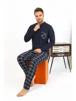 Lacivert Uzun Kollu Cepli Penye Erkek Pijama Takımı Akbeniz 6861 Lacivert farklı açı