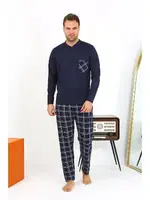 Lacivert Uzun Kollu Cepli Penye Erkek Pijama Takımı Akbeniz 6861 Lacivert görsel 4