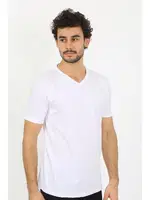 V Yaka Beyaz Penye Kısa Kollu Erkek Atlet Akbeniz 6560 Beyaz