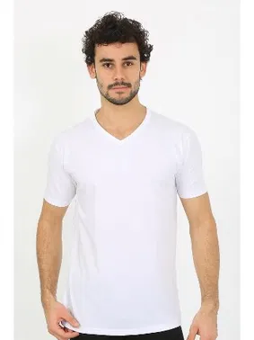 Akbeniz V Yaka Beyaz Penye Kısa Kollu Erkek Atlet Akbeniz 6560 - Alternatif Görünüm