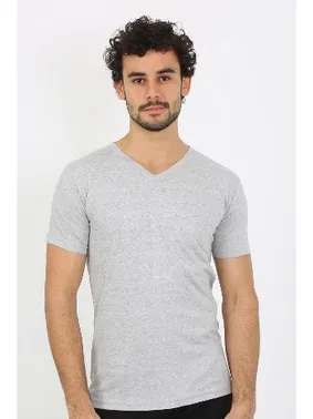 Akbeniz Kısa Kollu V Yaka Gri Penye Erkek Atlet Akbeniz 6560 - Alternatif Görünüm