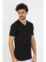 Penye Erkek Kısa Kollu V Yaka Siyah Atlet Akbeniz 6560 Siyah detay görünüm
