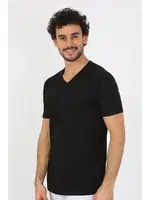 Penye Erkek Kısa Kollu V Yaka Siyah Atlet Akbeniz 6560 Siyah görsel 4