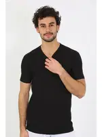 Penye Erkek Kısa Kollu V Yaka Siyah Atlet Akbeniz 6560 Siyah görsel 5