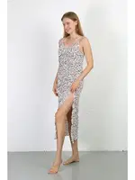 İp Askılı Uzun Yırtmaçlı Penye Gecelik Akbeniz 90129 Beyaz farklı açı