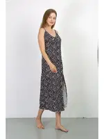 Lacivert İp Askılı Uzun Yırtmaçlı Penye Gecelik Akbeniz 90129 Lacivert farklı açı