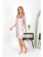 Uzun Kollu Kadife Kadın Ev Elbisesi Tunik Pudra Akbeniz 13133 Pudra farklı açı