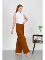 Beli Lastikli Bürümcük Kumaş Hafif Esnek Kadın Pantolon Akbeniz 210074 Kahve detay görünüm