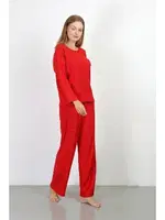 Uzun Kollu Bürümcük Kumaş Pijama Takım Kadın Kırmızı Akbeniz 4233 farklı açı