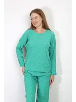 Uzun Kollu Pamuklu Bürümcük Kumaş Pijama Takım Yeşil Akbeniz 4233 Yeşil farklı açı