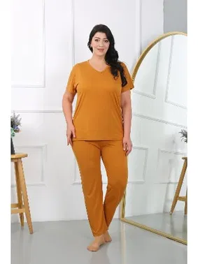 Akbeniz Büyük Beden Kısa Kol Penye Kadın Pijama Takımı Akbeniz 202405 - Alternatif Görünüm