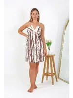 Büyük Beden İp Askılı Kısa Kadın Gecelik Akbeniz 98512 Kahve